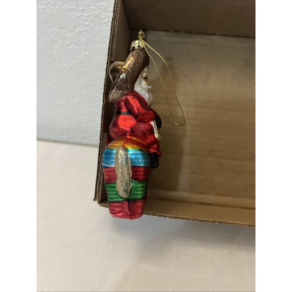 New Papa Noel Glass Christmas‎ Ornament Hispanic Mexican Santa Musician Pinata - Picture 4 of 7